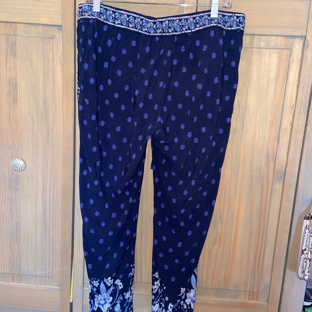 Navy Patterned Pants - Picture 2 of 2